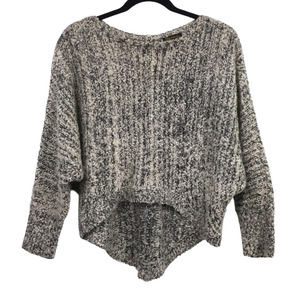 Baciano Heather Tan Black Batwing Soft Boat Neck High Low Long Sleeve Sweater M